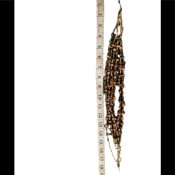 Vintage Multi Strand Gemstone Bead Shell Ethnic Tribal Necklace - Picture 5 of 6